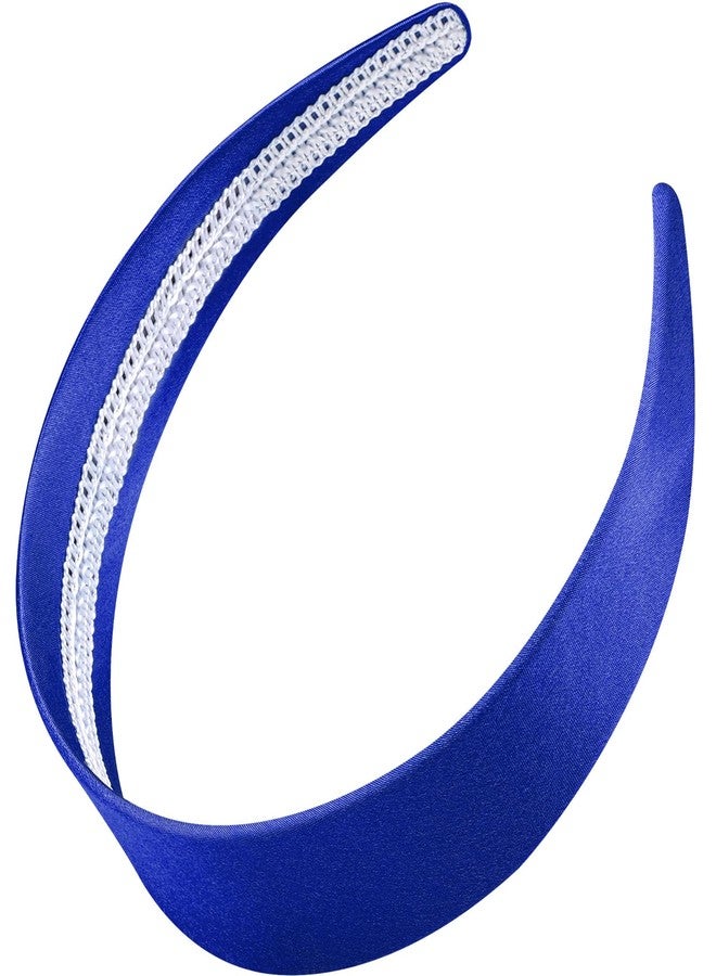 WantGor 1.6 Inch Wide Headbands Silk Satin Plain Headband for Women, Non Slip Solid Hair Bands Hair Accessories Cosplay DIY Holiday Head Band (Royal Blue, Large) - Image 1